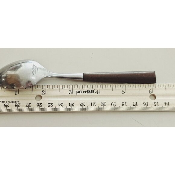 3 Woodwind Teaspoon Spoon 6" wood-like handle vtg midcentury boho minimalist mix - Picture 8 of 9